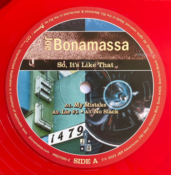 Joe Bonamassa – So It's Like That, 2xLP, Red Transparent Vinyl