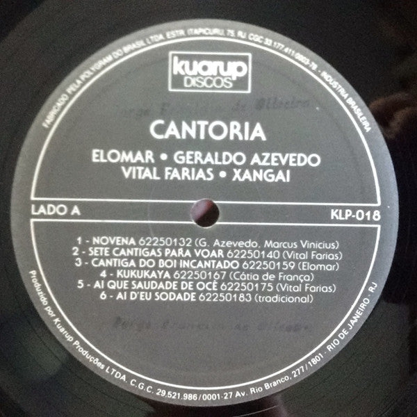 Elomar - Geraldo Azevedo - Vital Farias - Xangai – Cantoria 1 , 1 Press , Brazil
