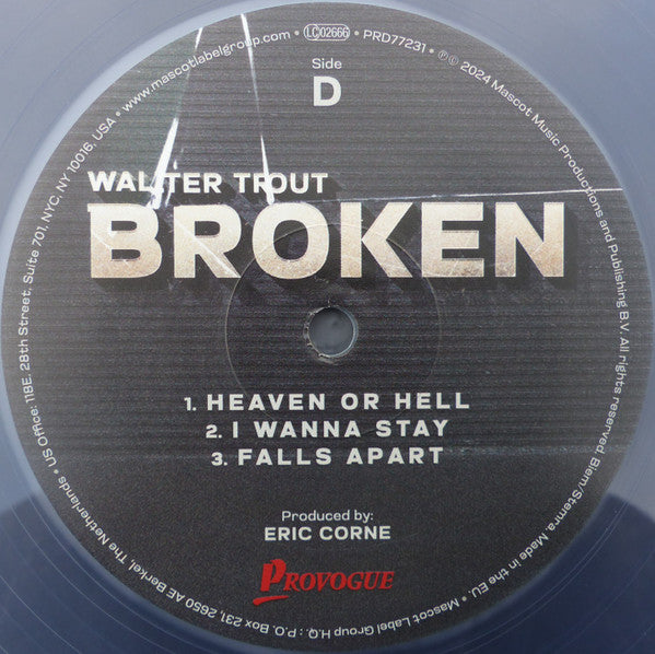 Walter Trout – Broken , 2 LP , Gatefold , transparent vinyl , Limited Edition ( Featuring – Beth Hart, Dee Snider , Will Wilde )