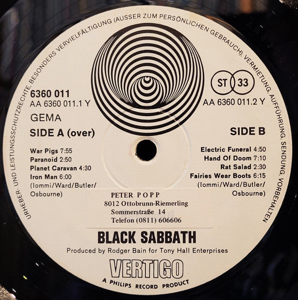 Black Sabbath – Paranoid , blue transparent vinyl