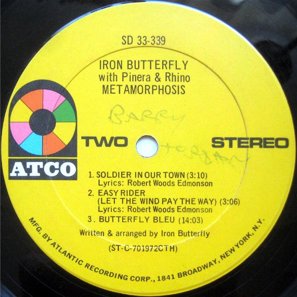 Iron Butterfly With Pinera* & Rhino* – Metamorphosis , Gatefold