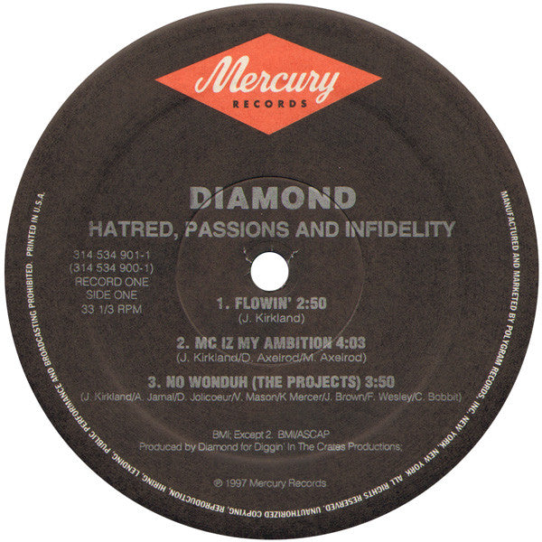 Diamond* – Hatred, Passions And Infidelity , 2LP , US , 1 press