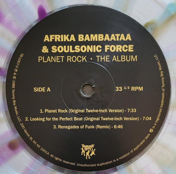 Afrika Bambaataa & Soulsonic Force – Planet Rock - The Album , Limited Edition, Clear w/ Blue, Purple & Gold splatter, 180g