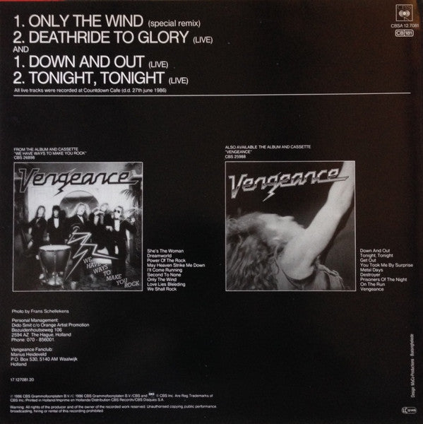 Vengeance – Only The Wind , 12", 45 RPM, Maxi-Single