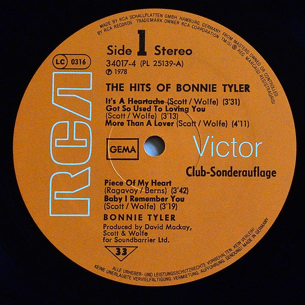 Bonnie Tyler – The Hits Of Bonnie Tyler, Club Edition, Stereo