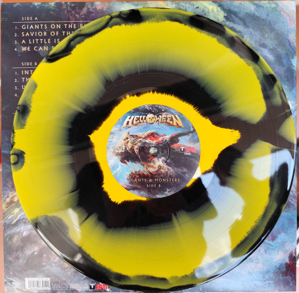 Helloween – Giants & Monsters , 2LP , Gatefold , Giant Black Yellow vinyl , side 4 etched