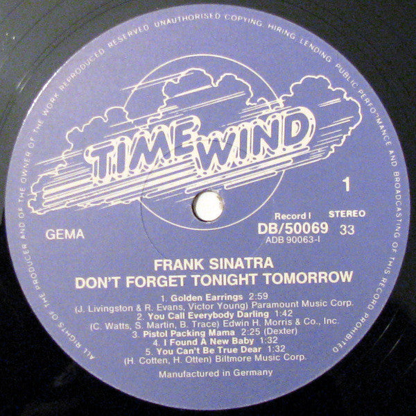 Frank Sinatra – Don't Forget Tonight Tomorrow , 2LP , Gatefold