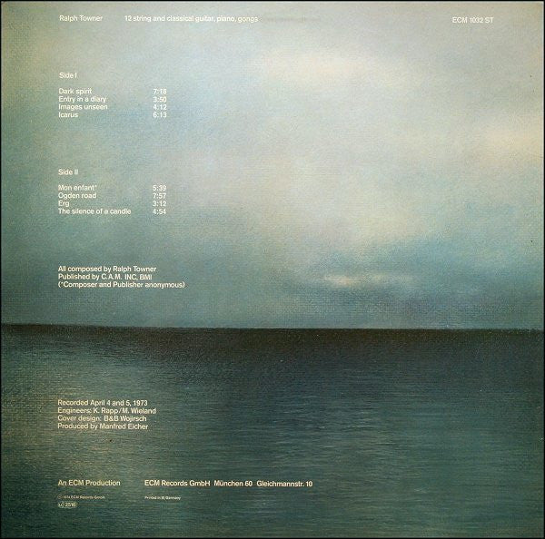 Ralph Towner – Diary, coperta G- are o ruptura orizontala, disc NM , ECM