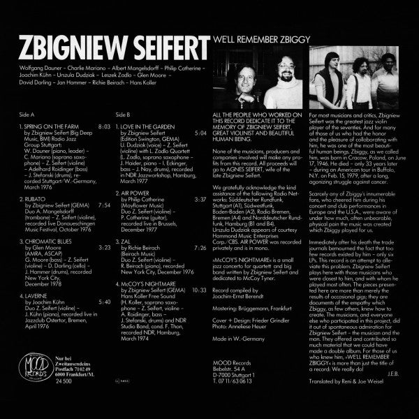 Zbigniew Seifert – We'll Remember Zbiggy