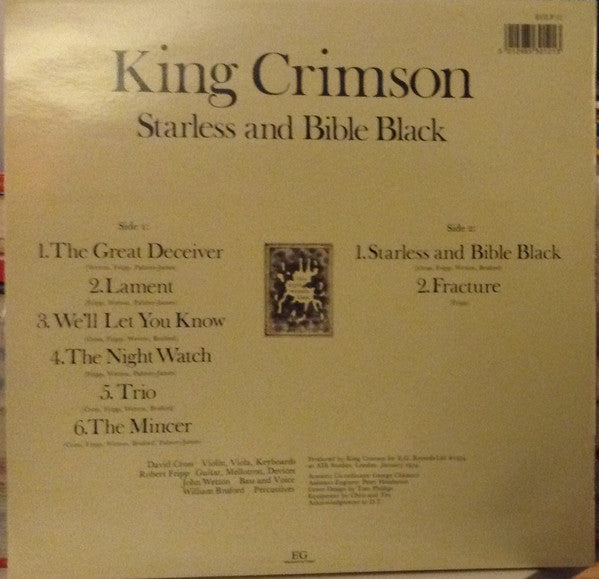 King Crimson – Starless And Bible Black , Gatefold