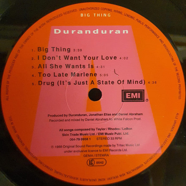 Duran Duran – Big Thing , gatefold