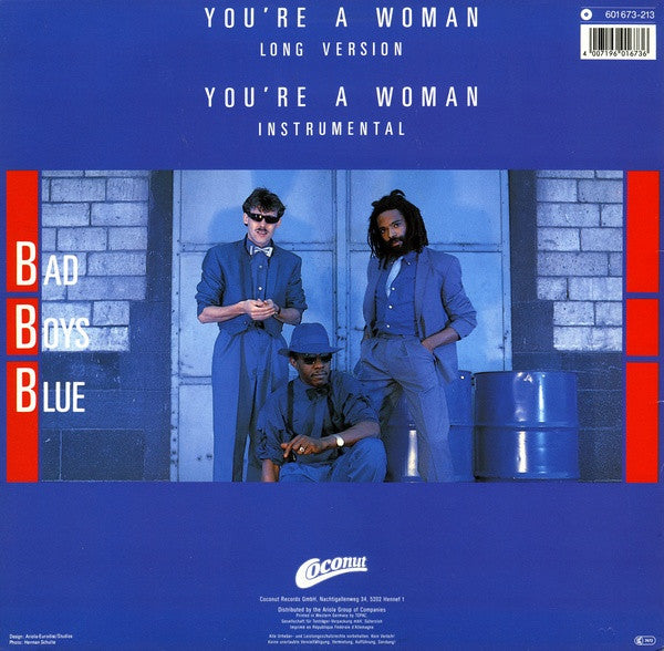 Bad Boys Blue – You're A Woman (Long Version), Vinyl, 12", 45 RPM, Maxi-Single, Stereo