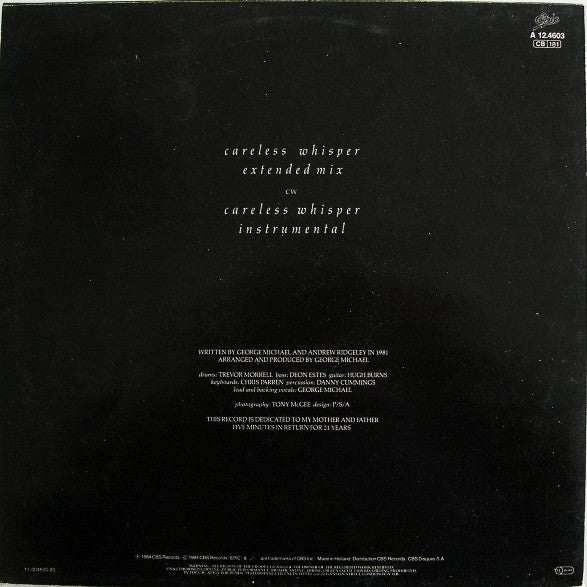 George Michael – Careless Whisper (Extended Mix) , 12", 45 RPM, Maxi-Single
