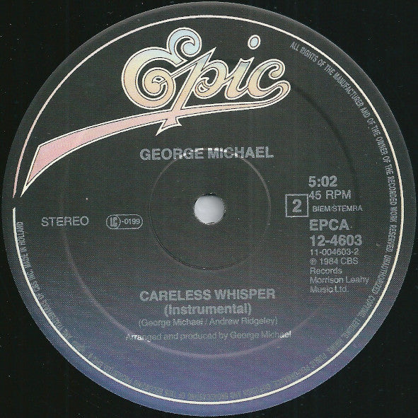 George Michael – Careless Whisper (Extended Mix) , 45 RPM, Maxi-Single