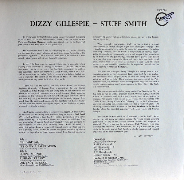 Dizzy Gillespie And Stuff Smith – Dizzy Gillespie And Stuff Smith