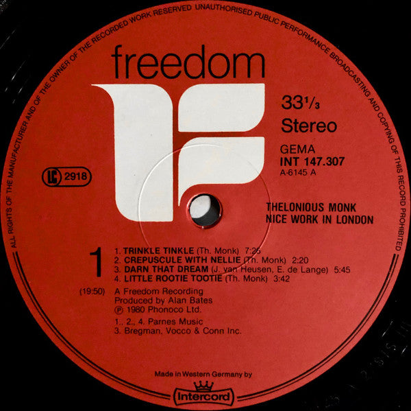 Thelonious Monk – Nice Work In London