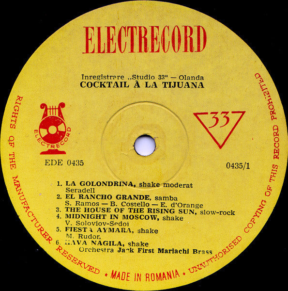 Orchestra The Jack First Mariachi Brass* – Cocktail À La Tijuana