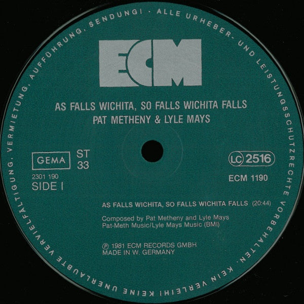 Pat Metheny & Lyle Mays – As Falls Wichita, So Falls Wichita Falls