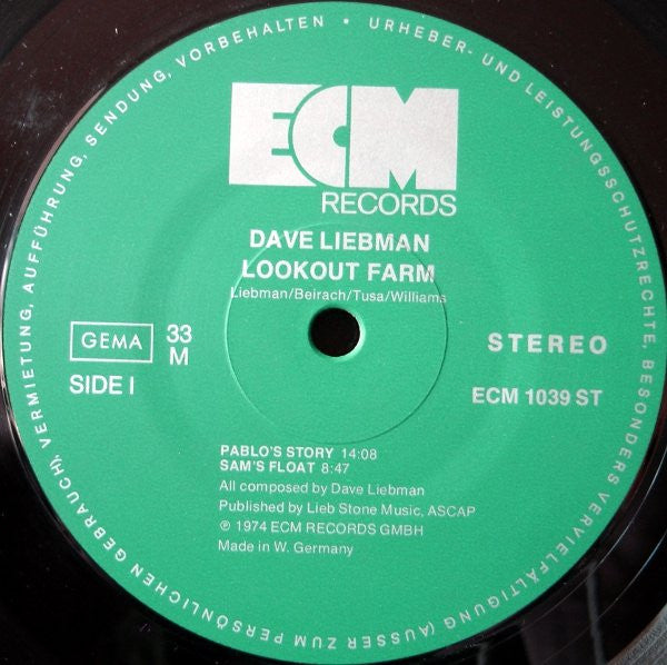 Dave Liebman* – Lookout Farm 1 press ECM , Germany
