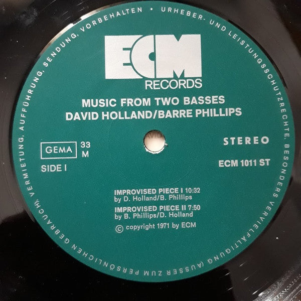 David Holland* / Barre Phillips – Music From Two Basses , ECM