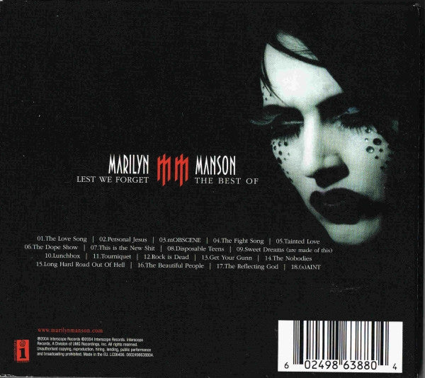 Marilyn Manson – Lest We Forget - The Best Of, CD, DVD, Digipak