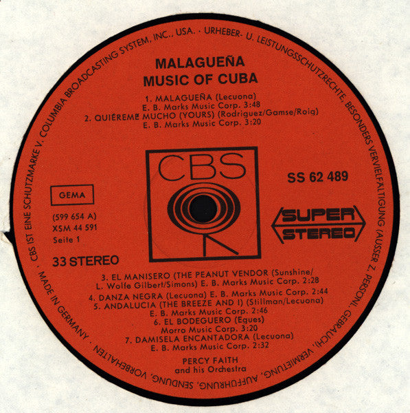 Percy Faith And His Orchestra* – Malagueña | Music Of Cuba