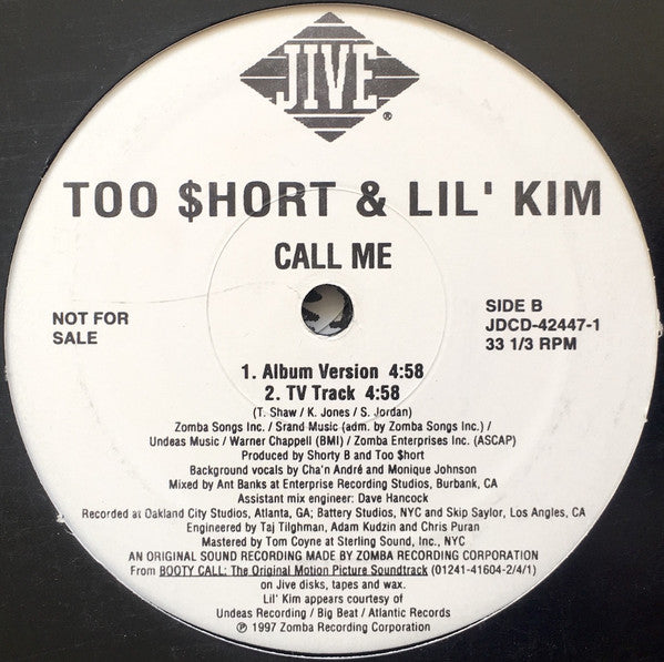Too Short & Lil' Kim – Call Me , Maxi , 33 rpm