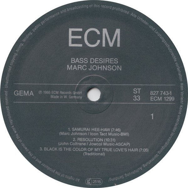 Marc Johnson – Bass Desires , ECM , 1 press Germany