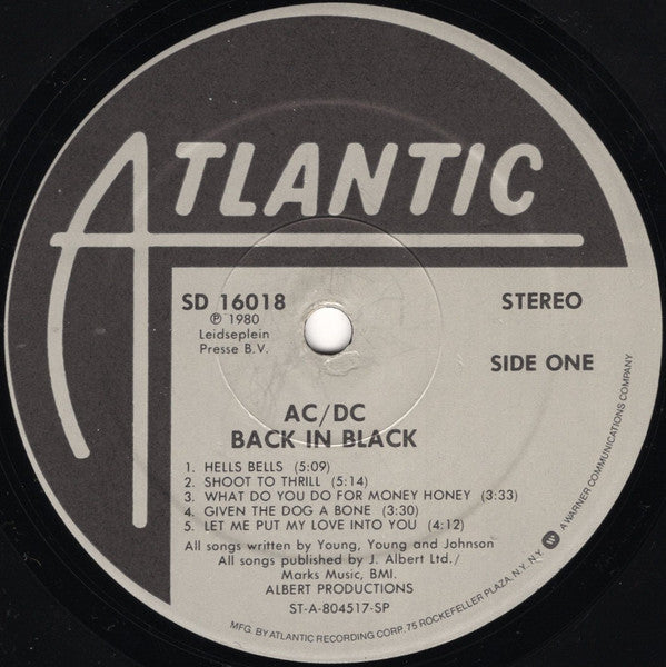 AC/DC – Back In Black , Specialty Pressing, , Grey Print , US
