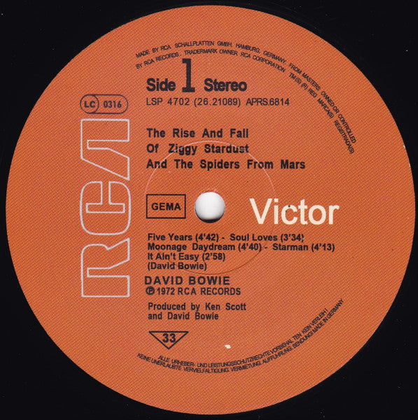 David Bowie – The Rise And Fall Of Ziggy Stardust And The Spiders From Mars , Gatefold