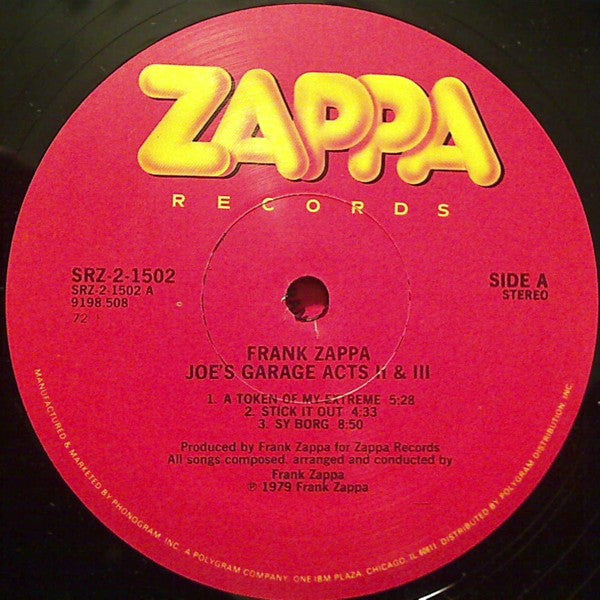 Frank Zappa – Joe's Garage Acts II & III   ,  2LP , gatefold