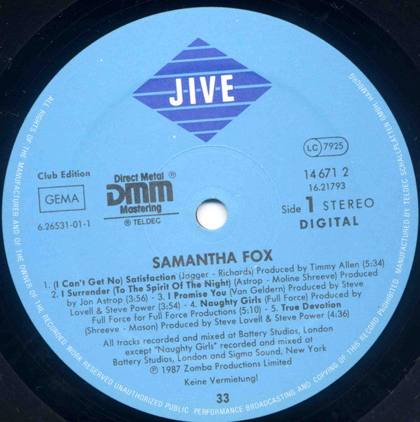 Samantha Fox – Samantha Fox, DMM, Club Edition