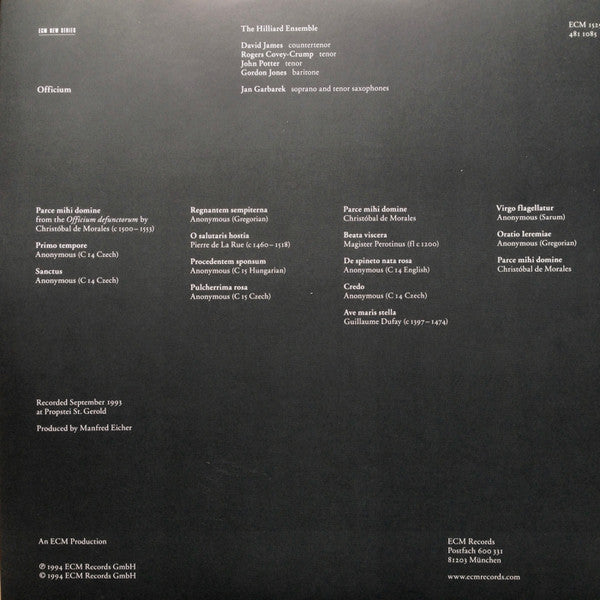 Jan Garbarek / The Hilliard Ensemble – Officium , 2LP , Gatefold