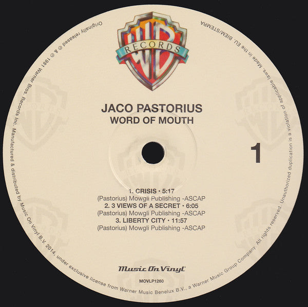 Jaco Pastorius – Word Of Mouth , 180 gram