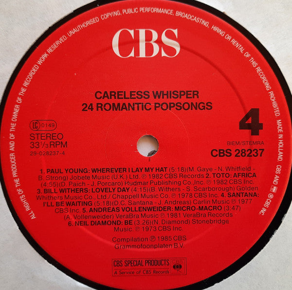 Careless Whisper 24 Romantic Popsongs , 2 LP , Gatefold