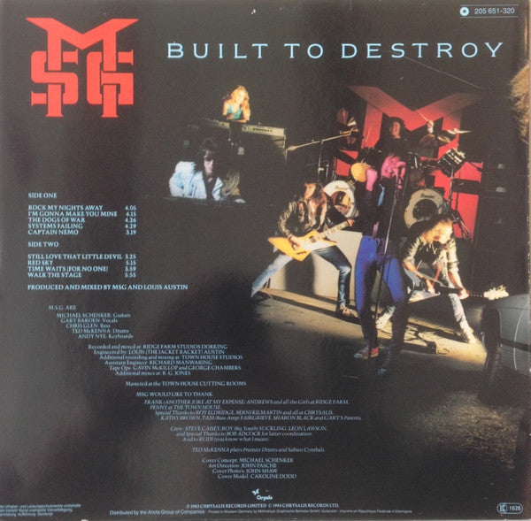 The Michael Schenker Group – Built To Destroy, 1st Press