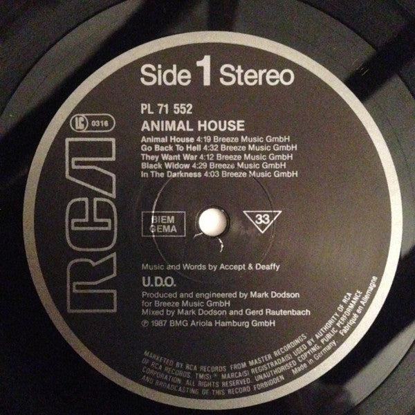 U.D.O. – Animal House , 1 press , Germany