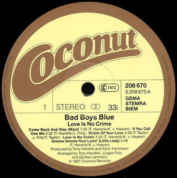 Bad Boys Blue – Love Is No Crime