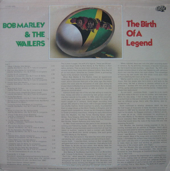 Bob Marley & The Wailers – The Birth Of A Legend, 2xLP, US Press
