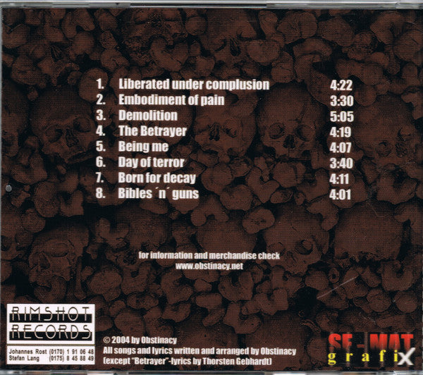 Obstinacy – Demolition, CD Signed