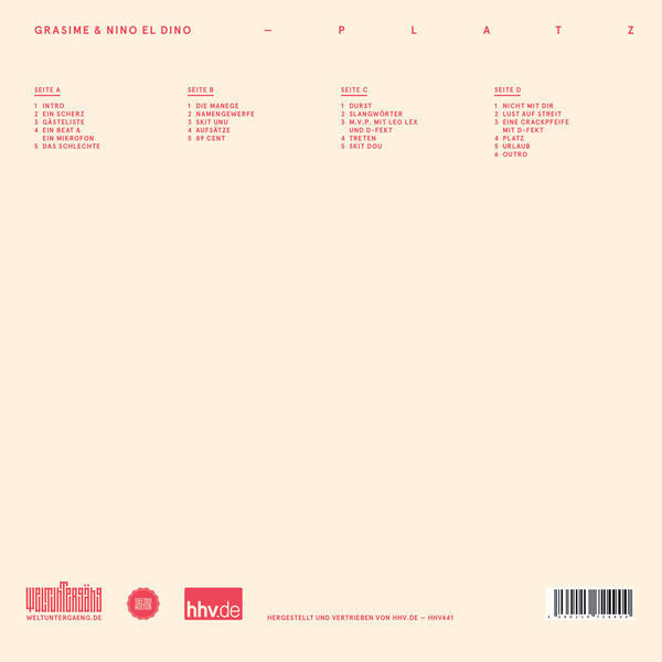 Grasime & Nino El Dino – P L A T Z , 2LP , Gatefold