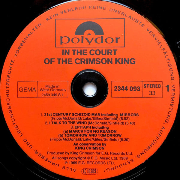 King Crimson – In The Court Of The Crimson King (An Observation By King Crimson) , Gatefold