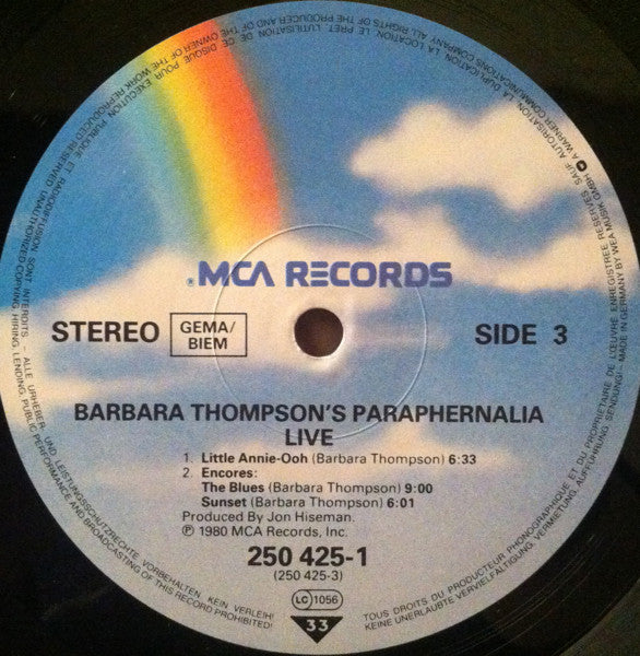 Barbara Thompson's Paraphernalia – Live In Concert , 2LP , gatefold