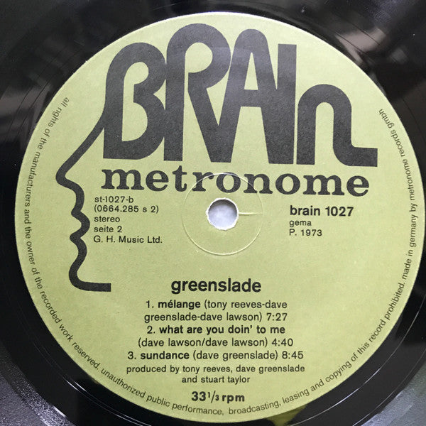 Greenslade – Greenslade , Gatefold , 1 press germany