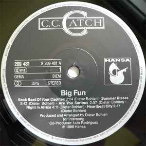 C.C. Catch – Big Fun , semnat , 1 press Germany
