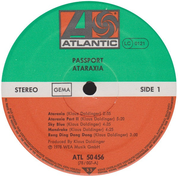 Passport – Ataraxia , 1 press