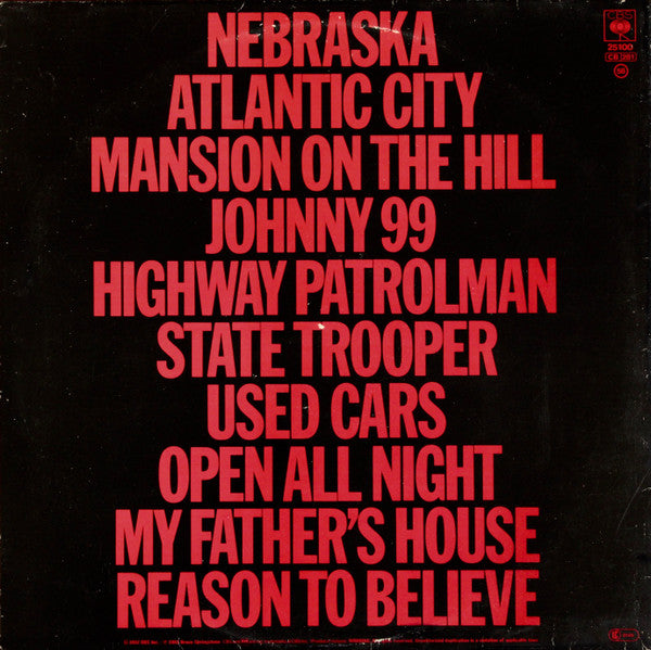 Bruce Springsteen – Nebraska, Gatefold