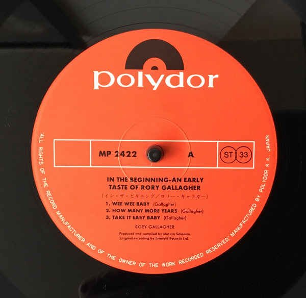 Rory Gallagher – In The Beginning - An Early Taste of Rory Gallagher , Japan cu OBI