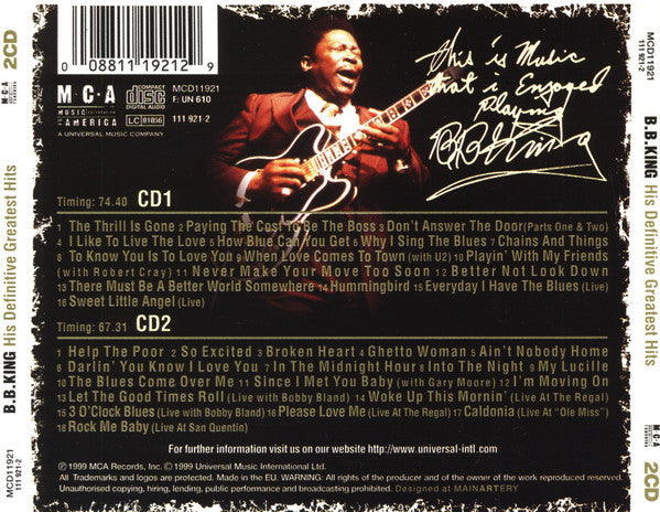 B.B. King – His Definitive Greatest Hits, 2xCD
