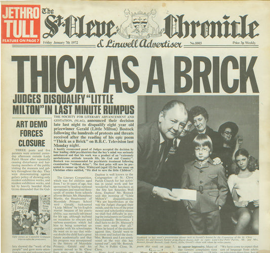 Jethro Tull – Thick As A Brick   , Gatefold  ,  Newspaper